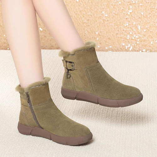 品牌特價加厚東北雪地靴冬季真皮加絨大碼短靴皮毛一體防滑棉鞋女