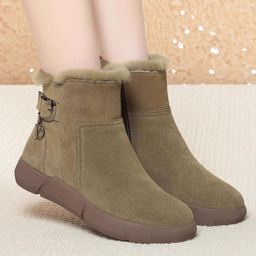 品牌特價加厚東北雪地靴冬季真皮加絨大碼短靴皮毛一體防滑棉鞋女