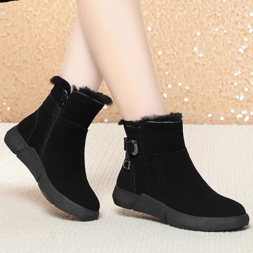 品牌特價加厚東北雪地靴冬季真皮加絨大碼短靴皮毛一體防滑棉鞋女