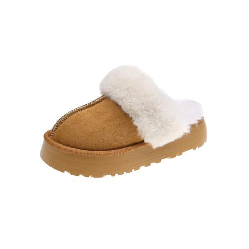 雪地靴半拖2025秋季新款厚底防滑毛毛鞋女外穿加絨加厚保暖棉鞋女