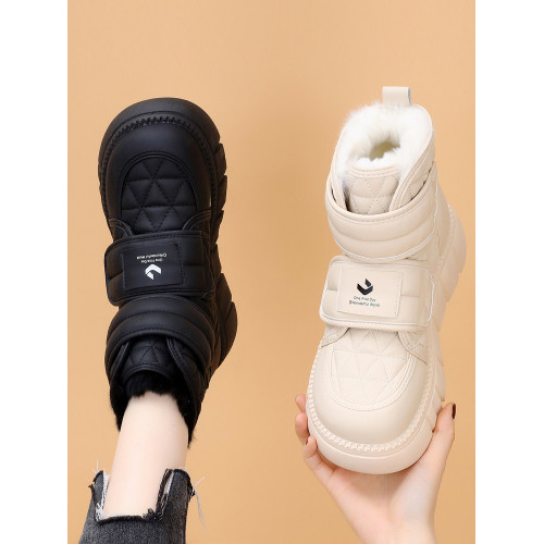 白色厚底雪地靴女款2025新款冬季加絨加厚桑坡村棉鞋皮毛一體防水