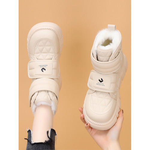 白色厚底雪地靴女款2025新款冬季加絨加厚桑坡村棉鞋皮毛一體防水