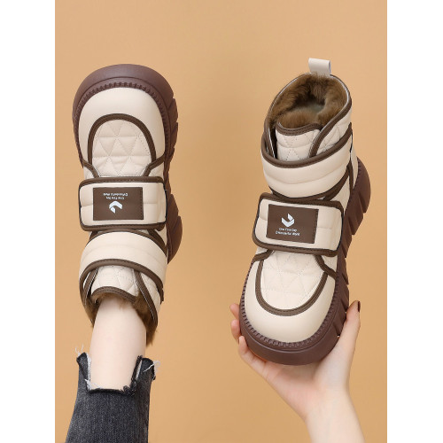 白色厚底雪地靴女款2025新款冬季加絨加厚桑坡村棉鞋皮毛一體防水