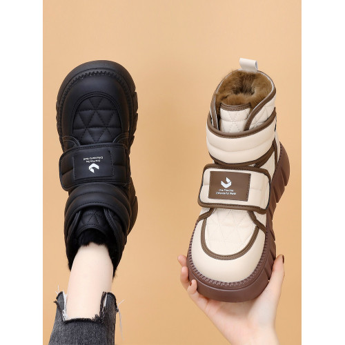 白色厚底雪地靴女款2025新款冬季加絨加厚桑坡村棉鞋皮毛一體防水