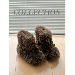 超可愛防滑厚底毛毛雪地靴女冬2025新款白色加絨短靴加厚保暖棉鞋