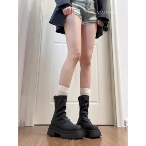 牛皮版厚底短靴女款2026新款秋冬小個子增高顯瘦彈力瘦瘦靴堆堆靴 牛皮版厚底短靴女款2026新款秋冬小個子增高顯瘦彈力瘦瘦靴堆堆靴