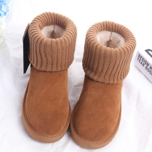 2025款防水皮面雪地靴女式中筒防滑真皮雪地靴女冬加絨女款雪地鞋