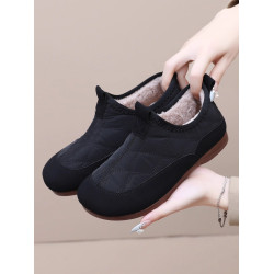 棉鞋女2024冬季新款加絨加厚保暖一腳蹬軟底防滑媽媽鞋雪地靴