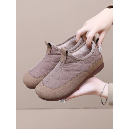 棉鞋女2024冬季新款加絨加厚保暖一腳蹬軟底防滑媽媽鞋雪地靴