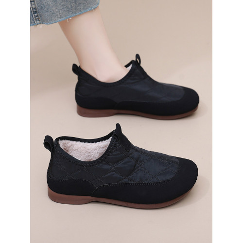 棉鞋女2024冬季新款加絨加厚保暖一腳蹬軟底防滑媽媽鞋雪地靴