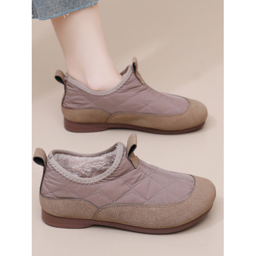 棉鞋女2024冬季新款加絨加厚保暖一腳蹬軟底防滑媽媽鞋雪地靴