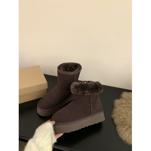 真皮咖啡色厚底雪地靴女2025新款冬增高中筒短靴毛毛拖鞋加絨棉鞋 真皮咖啡色厚底雪地靴女2025新款冬增高中筒短靴毛毛拖鞋加絨棉鞋