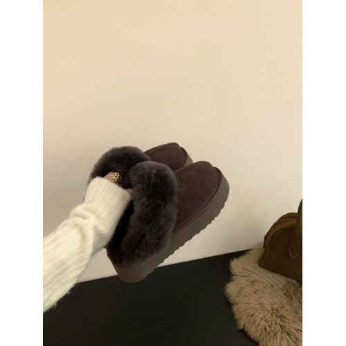 真皮咖啡色厚底雪地靴女2025新款冬增高中筒短靴毛毛拖鞋加絨棉鞋 真皮咖啡色厚底雪地靴女2025新款冬增高中筒短靴毛毛拖鞋加絨棉鞋