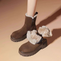 品牌撤櫃厚底雪地靴女款冬季加絨加厚短筒棉靴防滑保暖東北大棉鞋