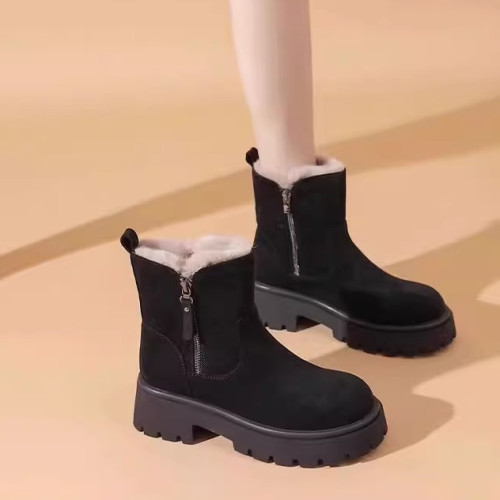 品牌撤櫃厚底雪地靴女款冬季加絨加厚短筒棉靴防滑保暖東北大棉鞋