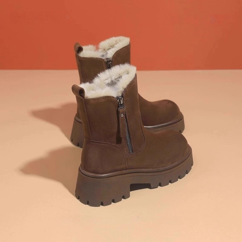 品牌撤櫃厚底雪地靴女款冬季加絨加厚短筒棉靴防滑保暖東北大棉鞋