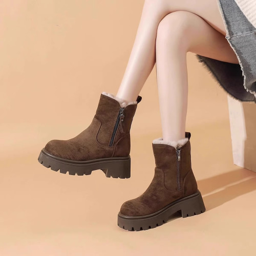 品牌撤櫃厚底雪地靴女款冬季加絨加厚短筒棉靴防滑保暖東北大棉鞋