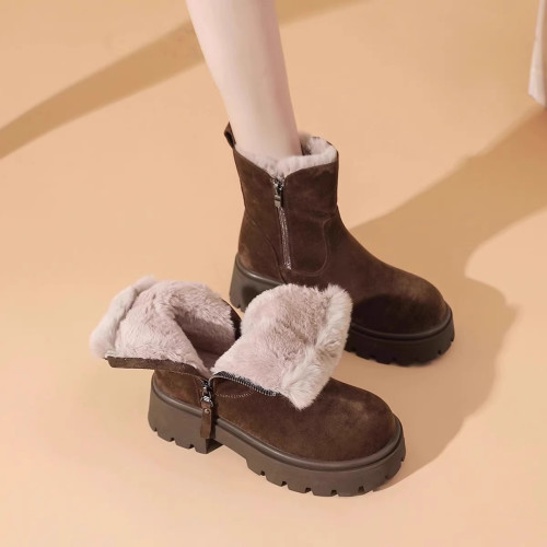 品牌撤櫃厚底雪地靴女款冬季加絨加厚短筒棉靴防滑保暖東北大棉鞋