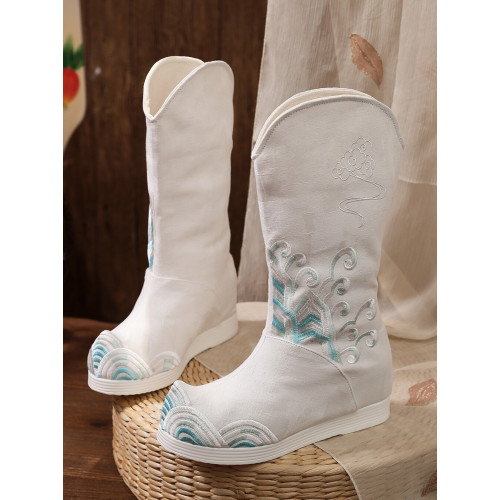 冬季古裝靴子內增高長靴古風男女古代武俠情侶演出配漢服圓領袍鞋 冬季古裝靴子內增高長靴古風男女古代武俠情侶演出配漢服圓領袍鞋