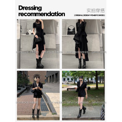 羊皮版！2025新款復古褶皺堆堆靴女尖頭粗跟西部牛仔靴短靴民族風