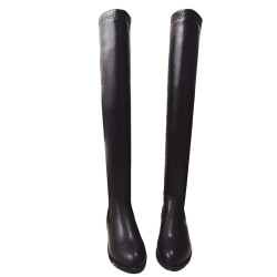 超高筒長靴女過膝靴尖頭平底粗跟長筒靴女超長大碼大腿軟皮靴顯瘦