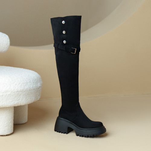 高跟過膝長靴女厚底小個子增高騎士靴秋冬加絨粗腿大筒圍胖mm加寬 高跟過膝長靴女厚底小個子增高騎士靴秋冬加絨粗腿大筒圍胖mm加寬