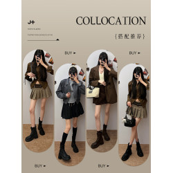 賈不假短靴女2026新款春季配裙子粗跟靴子小個子厚底增高高跟靴子