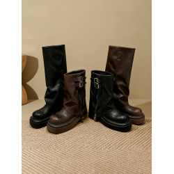 大筒圍胖mm大碼女靴子41到43女鞋粗腿長筒靴騎士靴高筒長靴褲琯靴