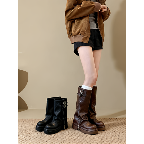 大筒圍胖mm大碼女靴子41到43女鞋粗腿長筒靴騎士靴高筒長靴褲琯靴