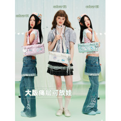 LOLA DESIGN星星橫版單肩痛包 韓系學生製服包漫展追星燈牌相機包