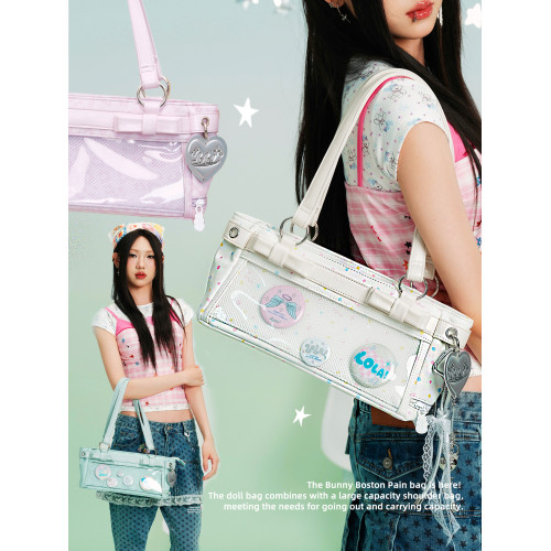 LOLA DESIGN星星橫版單肩痛包 韓系學生製服包漫展追星燈牌相機包