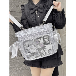 AORDA 雙肩絲帶痛包斜背大腸絲緞痛大容量吧唧包日常單肩20cm娃包