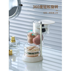 粉撲收納盒旋轉防塵透氣多層桌面氣墊海綿彩蛋托化妝工具置物架子