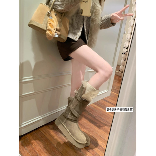 厚底灰色雪地靴女2026冬季新款長筒加絨加厚保暖高筒靴東北大棉鞋