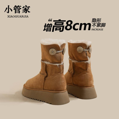 內增高厚底雪地靴女2025新款冬季加絨加厚防水防滑小個子毛毛棉鞋