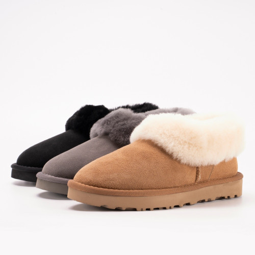 2025冬女士舒適茸茸毛圈口大喜慶雪地靴皮毛一體休閒毛單鞋樂福鞋