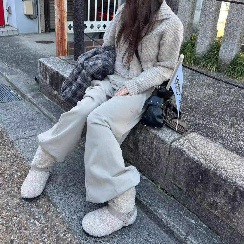 韓版可愛羊羔毛保暖雪地靴女2025冬季新款加絨加厚圓頭毛毛短靴