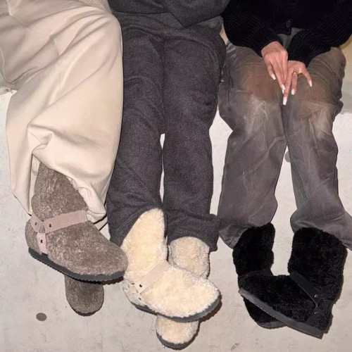 韓版可愛羊羔毛保暖雪地靴女2025冬季新款加絨加厚圓頭毛毛短靴