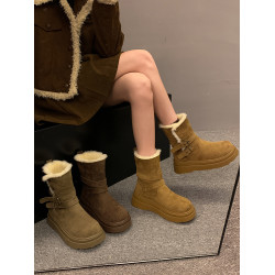 賈不假雪地靴女2026春季新款厚底防滑雪地棉鞋加絨女鞋子保暖短靴