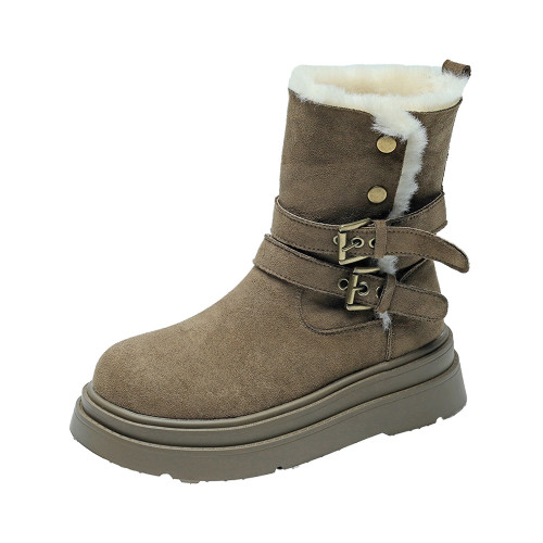 賈不假雪地靴女2026春季新款厚底防滑雪地棉鞋加絨女鞋子保暖短靴