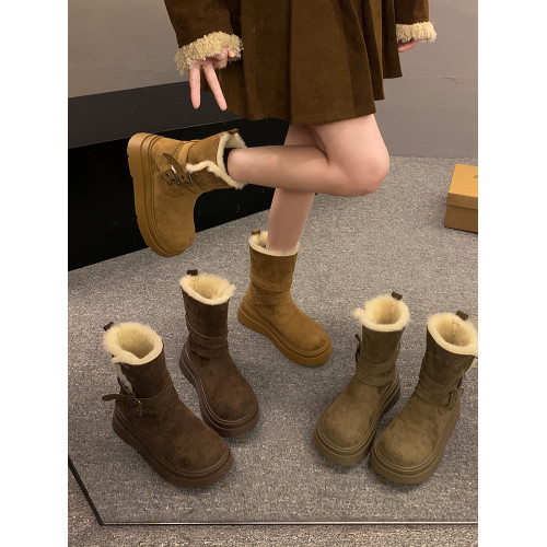 賈不假雪地靴女2026春季新款厚底防滑雪地棉鞋加絨女鞋子保暖短靴