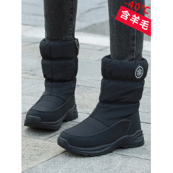 東北冬季新款雪地靴女士加絨加厚底棉鞋戶外保暖防水防滑中筒靴子
