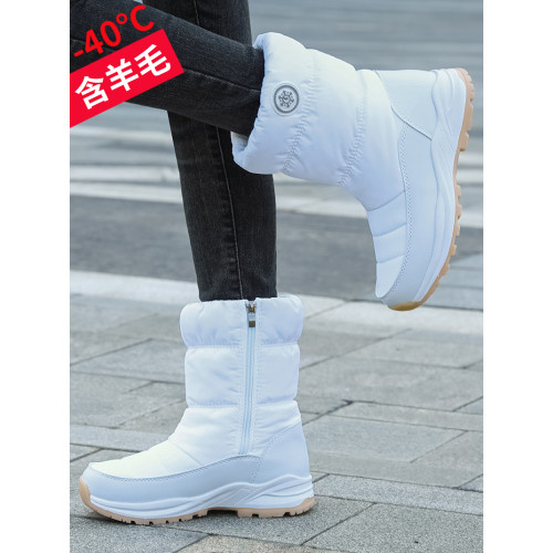 東北冬季新款雪地靴女士加絨加厚底棉鞋戶外保暖防水防滑中筒靴子