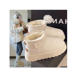 白色厚底雪地靴女2025年新款冬季加絨加厚防水防滑保暖麵包大棉鞋