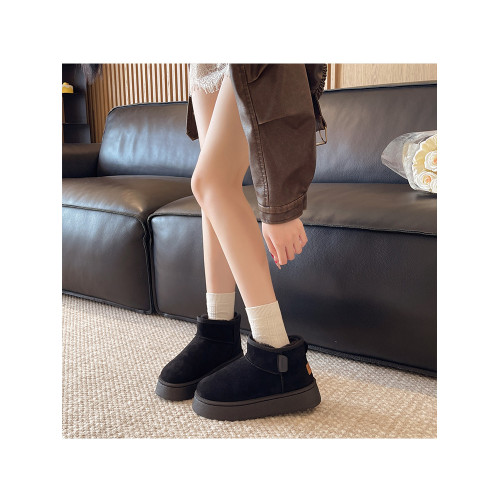 白色厚底雪地靴女2025年新款冬季加絨加厚防水防滑保暖麵包大棉鞋