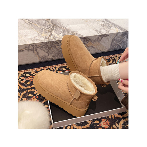 白色厚底雪地靴女2025年新款冬季加絨加厚防水防滑保暖麵包大棉鞋