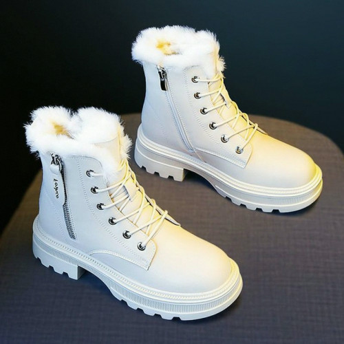 品牌特價真皮雪地靴女2025冬季新款圓頭厚底休閒輕便軟底馬丁靴