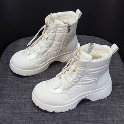 雪地靴女2025新款冬季加絨加厚東北大棉鞋女厚底防滑保暖白色短靴