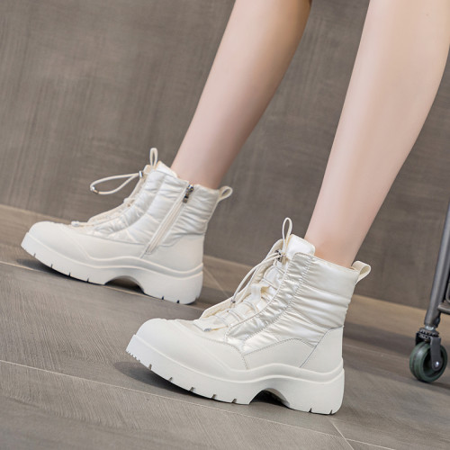 雪地靴女2025新款冬季加絨加厚東北大棉鞋女厚底防滑保暖白色短靴