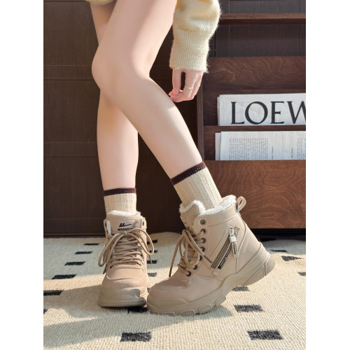 廻力厚底雪地靴女2025冬季加絨加厚保暖防滑高幫馬丁靴戶外棉靴子